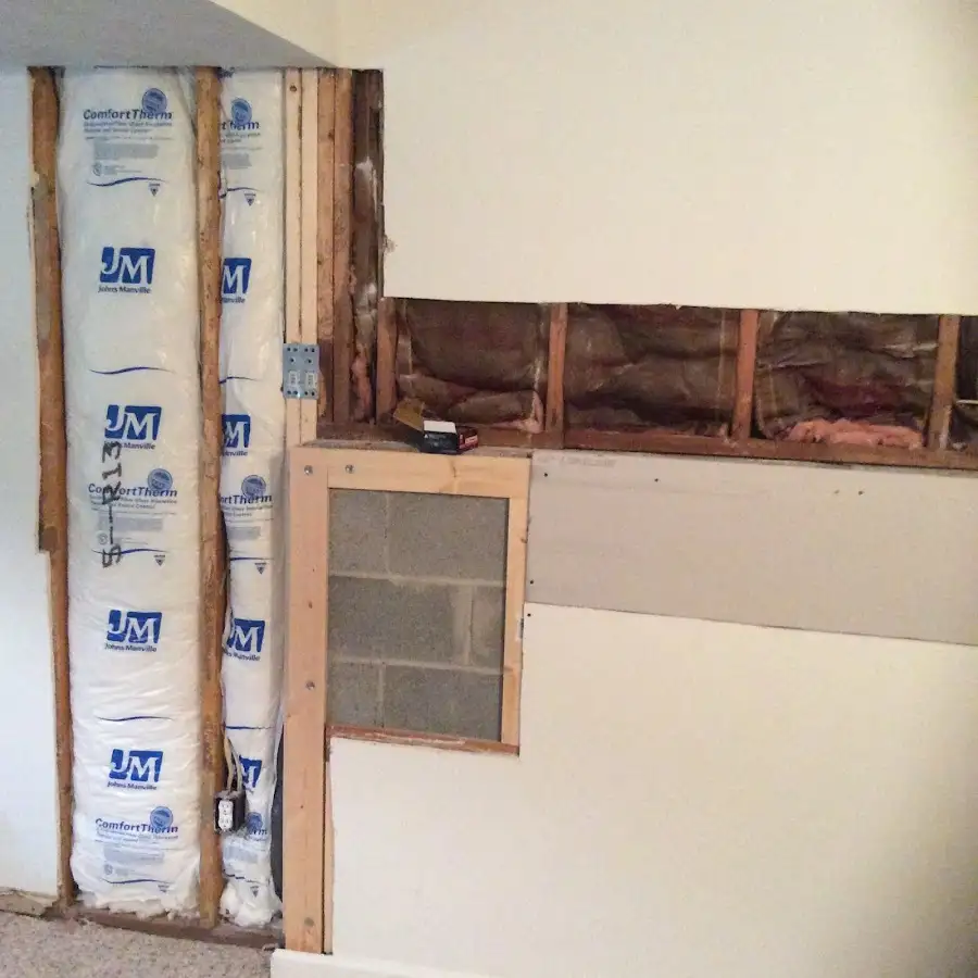 Wall insulation replacement during Basement Flood Cleanup in Oxford